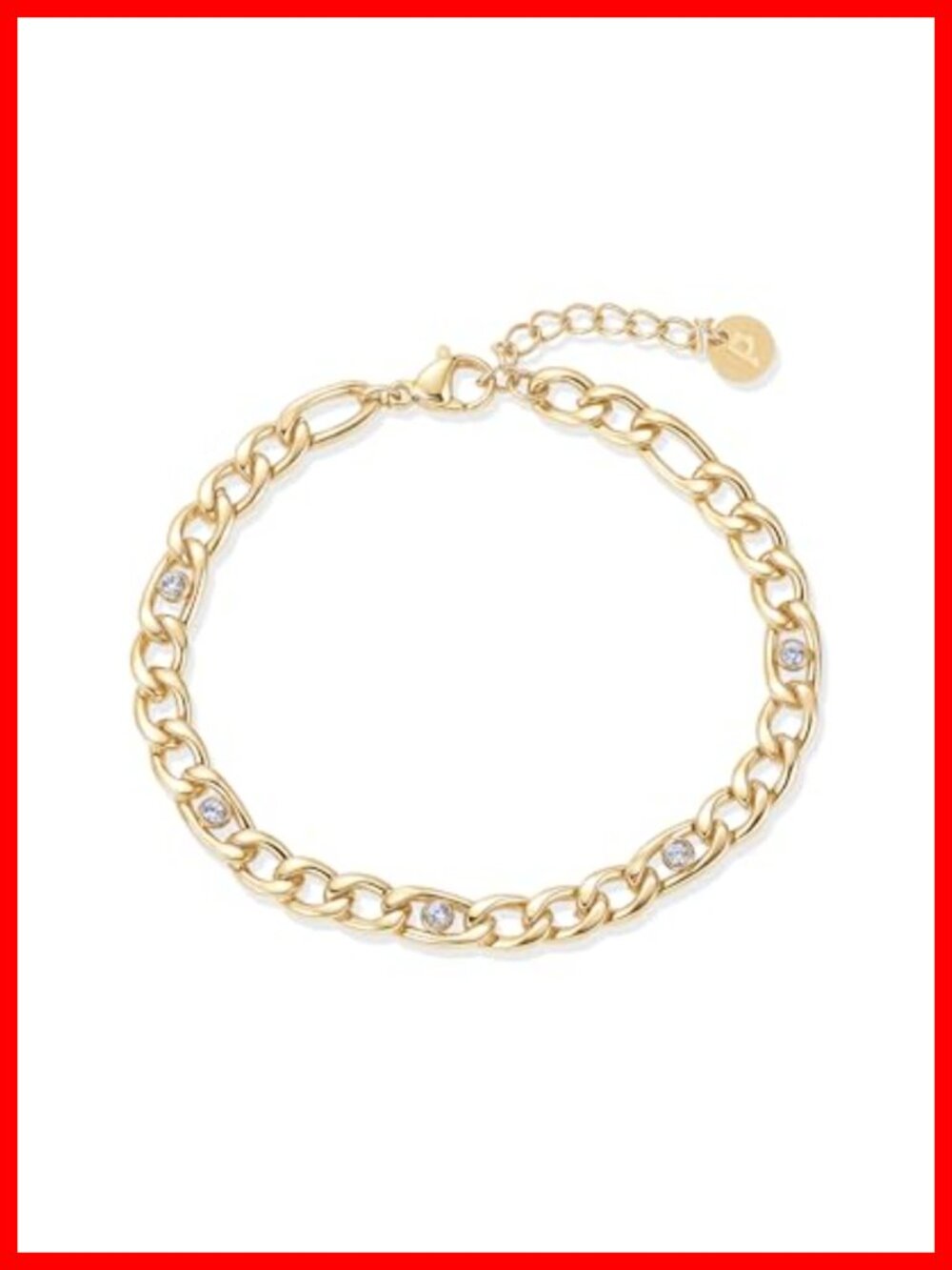 Waterproof 14K Gold Plated Curb Chain Bracelet